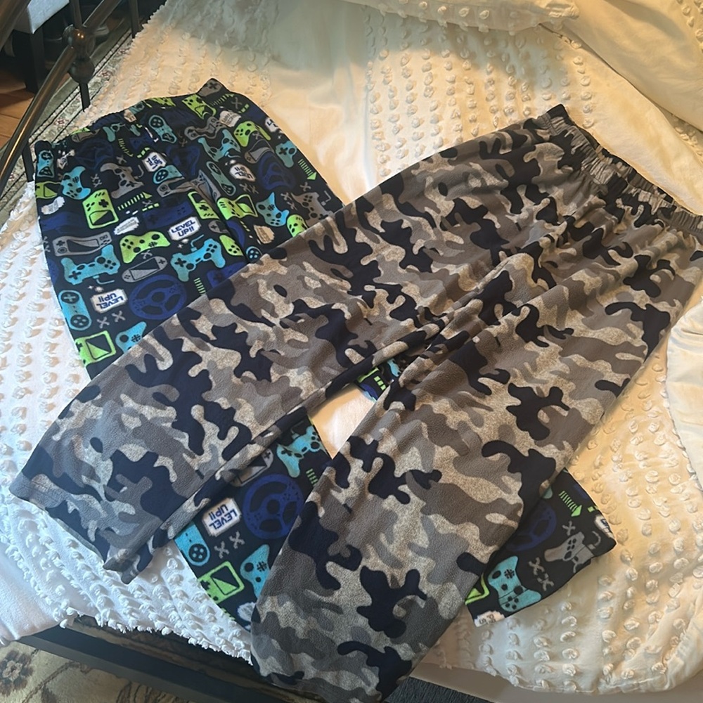 Bundle of two fleece pajama pants. Size large 10/12